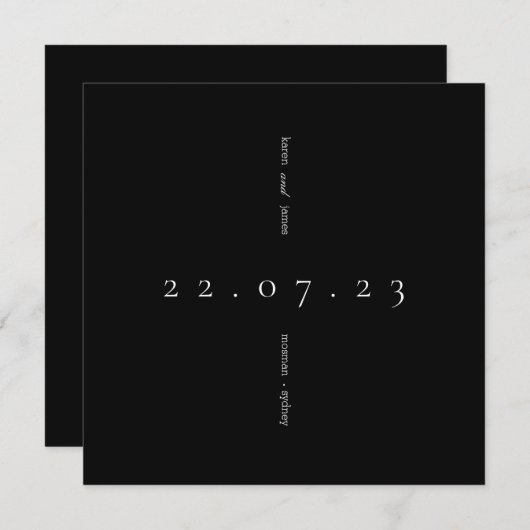 Einfache Schwarz-Weiß-Technik Save the Date Einladung (Vorne/Hinten)