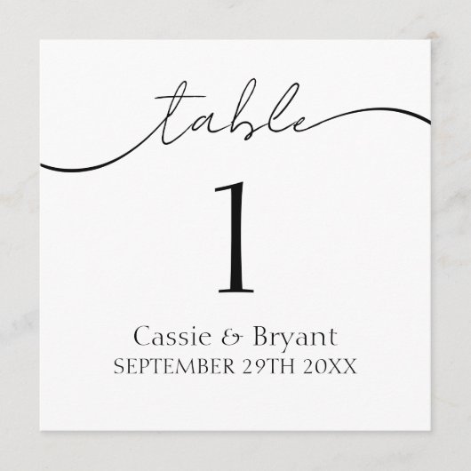 Einfache Schwarz-Weiß-Tischnummer Programm (Vorderseite)