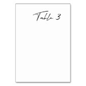 Einfache Schwarz-Weiß-Tischnummer Tischnummer (Rückseite)