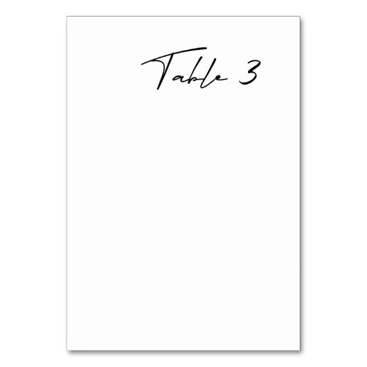 Einfache Schwarz-Weiß-Tischnummer Tischnummer (Rückseite)