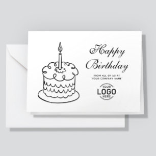 Einfache Schwarz-Weiß-Torte-Geburtstags-Logo fürs  Karte