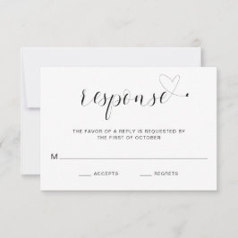 Einfache Schwarz-Weiß-Typografie Elegante Hochzeit RSVP Karte