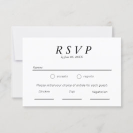 Einfache Schwarz-Weiß-Typografie-Hochzeit RSVP