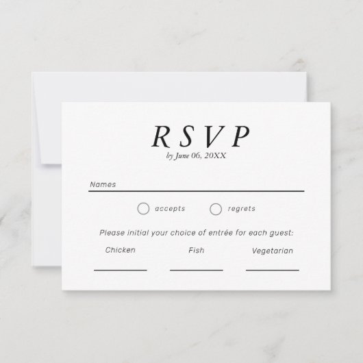 Einfache Schwarz-Weiß-Typografie-Hochzeit RSVP Karte (Vorderseite)