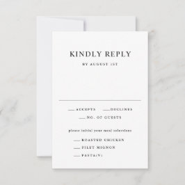 Einfache Schwarz-Weiß-Typografie-Hochzeit RSVP Karte