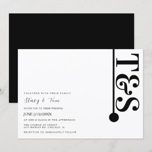 Einfache Schwarz-Weiß-Typografie-Linien-Logo-Hochz Einladung