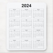 Einfache Schwarz/Weiß USA 2024 - Jährlicher Kalend Mousepad (Vorne)