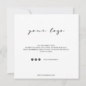 Einfache Schwarz/Weiß Vielen Dank Geschäftskarte Dankeskarte (Rückseite)