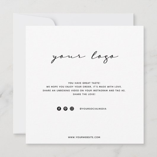 Einfache Schwarz/Weiß Vielen Dank Geschäftskarte Dankeskarte (Rückseite)