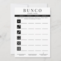 Einfache Schwarz-Weiß-Vierer-Runde-Bunco-Punktkart