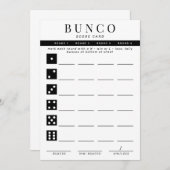 Einfache Schwarz-Weiß-Vierer-Runde-Bunco-Punktkart Einladung (Vorne/Hinten)