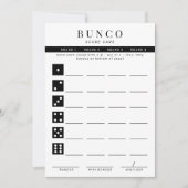 Einfache Schwarz-Weiß-Vierer-Runde-Bunco-Punktkart Einladung (Vorderseite)