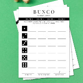 Einfache Schwarz-Weiß-Vierer-Runde-Bunco-Punktkart Einladung
