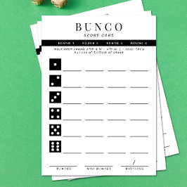 Einfache Schwarz-Weiß-Vierer-Runde-Bunco-Punktkart Einladung