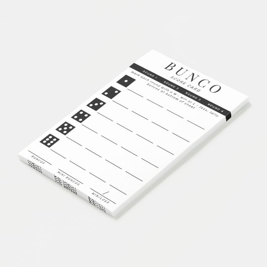 Einfache Schwarz-Weiß-Vierer-Runde-Bunco-Punktkart Post-it Klebezettel (angewinkelt)