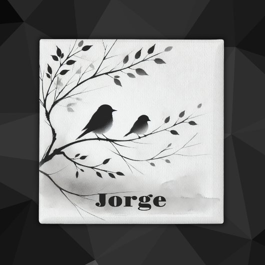 Einfache Schwarz-Weiß-Vögel, die in Bäumen herumbl Magnet