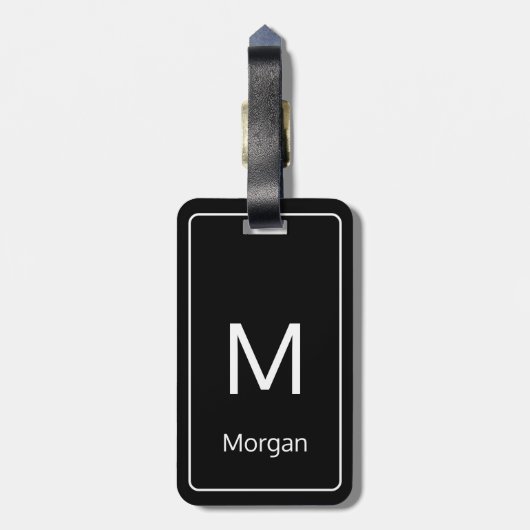 Einfache Schwarz-Weiß-Vorlage für Monogramme und N Gepäckanhänger (Rückseite vertikal)