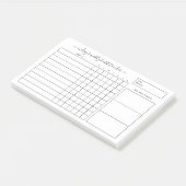 Einfache Schwarz-weiß-Weekly-Habit-Tracker Post-it Klebezettel (angewinkelt)