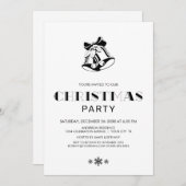 Einfache Schwarz-Weiß-Weihnachtsglocken-Party Einladung (Vorne/Hinten)