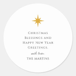 Einfache Schwarz-Weiß-Weihnachtsstern Personalisie Runder Aufkleber