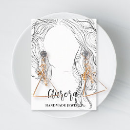 Einfache Schwarz-Weiß-Weiß-Haare Zeichnend Schmuck Visitenkarte