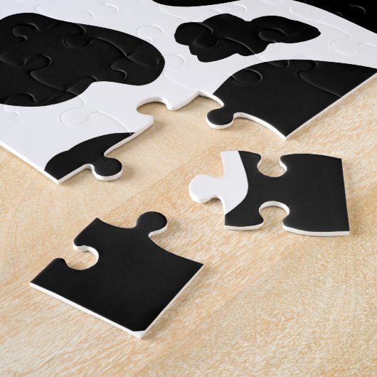 Einfache Schwarz-Weiß-Weiße Große Kuh-Flecken Tier Puzzle (Seite)