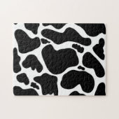 Einfache Schwarz-Weiß-Weiße Große Kuh-Flecken Tier Puzzle (Horizontal)