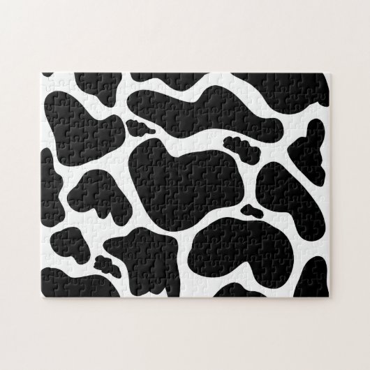 Einfache Schwarz-Weiß-Weiße Große Kuh-Flecken Tier Puzzle (Horizontal)
