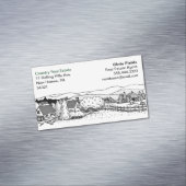 Einfache Schwarz-Weiß-Zeichn| Landschaft Magnetische Visitenkarte (Beispiel)