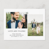 Einfache Schwarz-Weiß-Zwei-Foto Hochzeit Vielen Da Postkarte (Vorderseite)