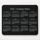 Einfache Schwarz-weiße 2020 Kalenderfirma Name Mousepad (Vorne)