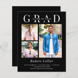 Einfache Schwarz-weiße 3-Foto-Abschluss-Feier