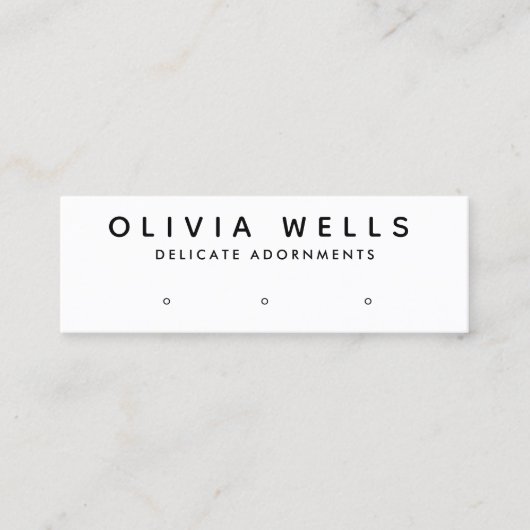 Einfache Schwarz-weiße 3-Loch-Ohranzeige Mini Visitenkarte (Vorderseite)