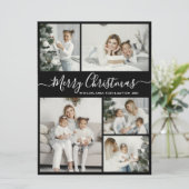 Einfache Schwarz-weiße 5-Foto Collage Weihnachten (Stehend Vorderseite)