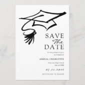 Einfache Schwarz-Weiße Abschlussfeier Save The Date (Vorderseite)