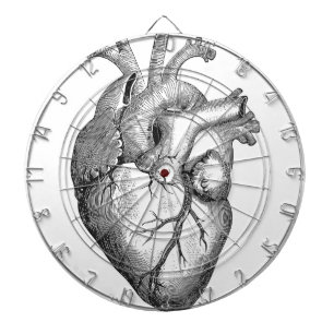 Einfache Schwarz-weiße Anatomie-Herz-Illustration Dartscheibe