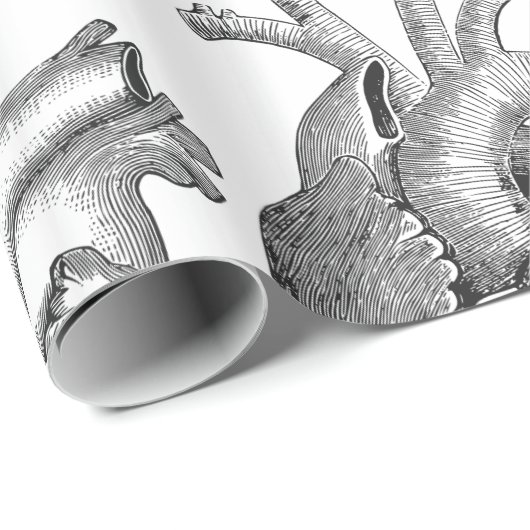 Einfache Schwarz-weiße Anatomie-Herz-Illustration Geschenkpapier (Rolleneckpunkt)