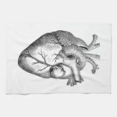 Einfache Schwarz-weiße Anatomie-Herz-Illustration Handtuch (Horizontal)
