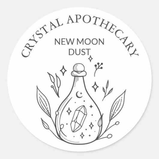 Einfache schwarz-weiße Apotheke Kristallflasche Runder Aufkleber (Vorderseite)