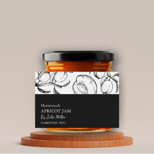 Einfache schwarz-weiße Apricot-Marmelade Lebensmitteletikett