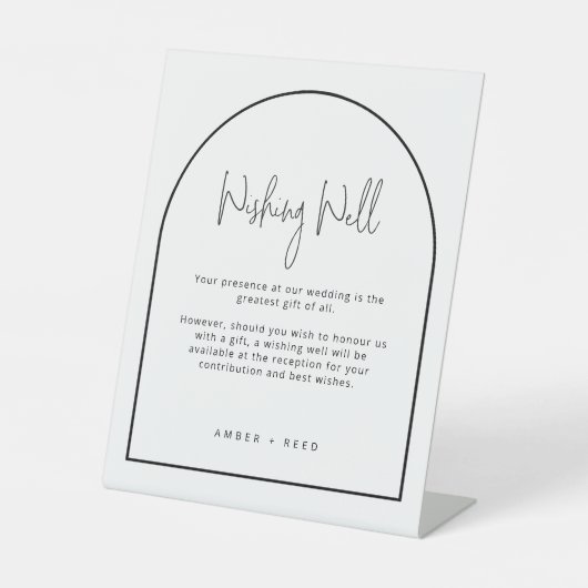 Einfache Schwarz-weiße Arch Hochzeit wünscht gutes Sockelschild (Vorderseite)