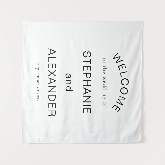 Einfache Schwarz-weiße Begrüßung Wandteppich (Vorderseite (Horizontal))