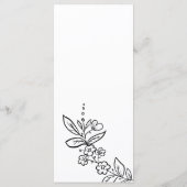 Einfache Schwarz-weiße Blumenkarte Programm (Rückseite)