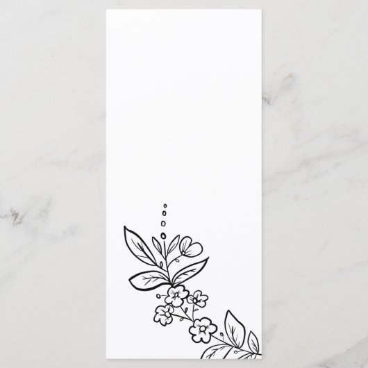 Einfache Schwarz-weiße Blumenkarte Programm (Rückseite)