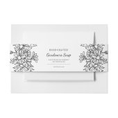 Einfache schwarz-weiße Blütenhandseife Einladungsbanderole (Vorderseite Beispiel)