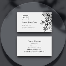 Einfache schwarz-weiße Blütenseife Visitenkarte