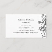 Einfache schwarz-weiße Blütenseife Visitenkarte (Rückseite)