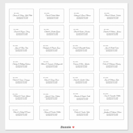 Einfache Schwarz-weiße Calligrafy Guest Address La Aufkleber (Blatt)