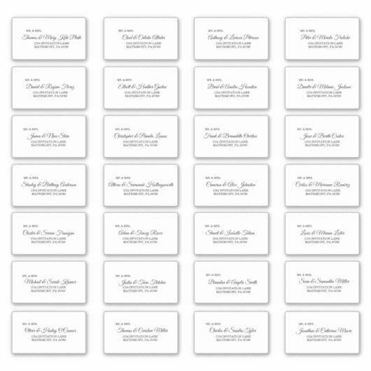 Einfache Schwarz-weiße Calligrafy Guest Address La Aufkleber (Vorderseite)