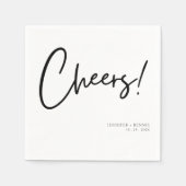 Einfache Schwarz-weiße Cheer Script Minimalistisch Serviette (Vorderseite)